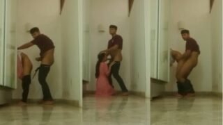Pasangan Mesra Beraksi Di Koridor Dengan Gaya Berdiri