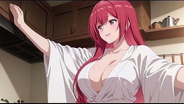 Anak Tiri Pulang Cepet, Lihat Istri Bapak Masak Cuma Pakai Jubah Mungil. Kureha Enomoto Cosplay Hentai (buatan Ai).